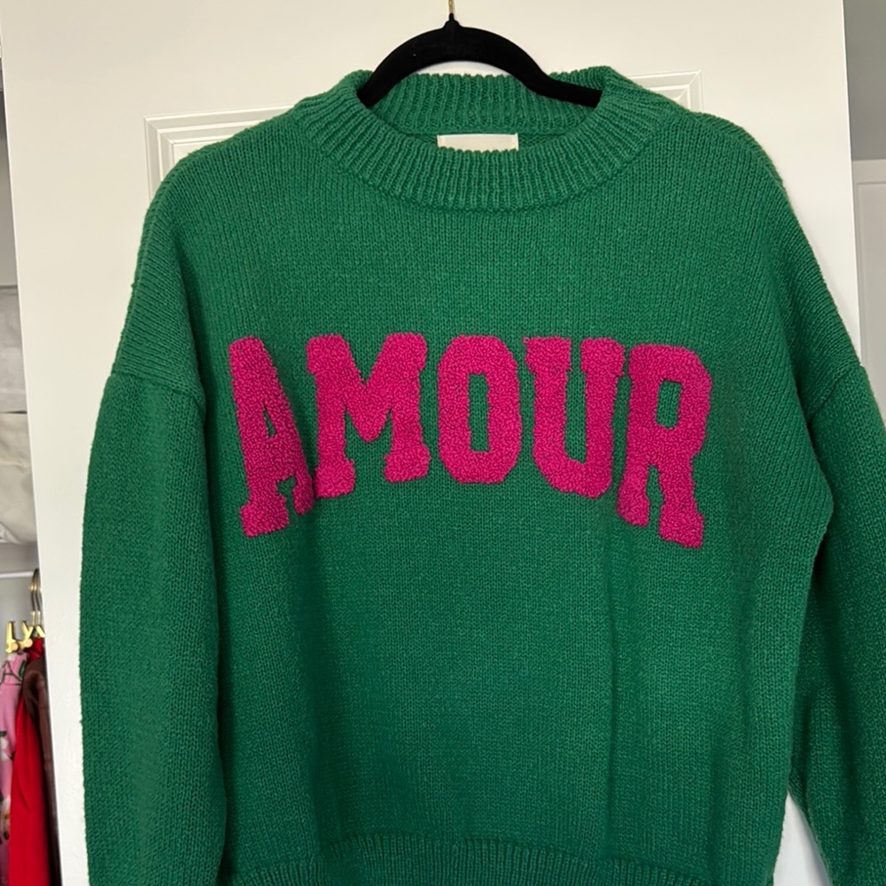 Boutique Sweater with Pink 'Amour' Design